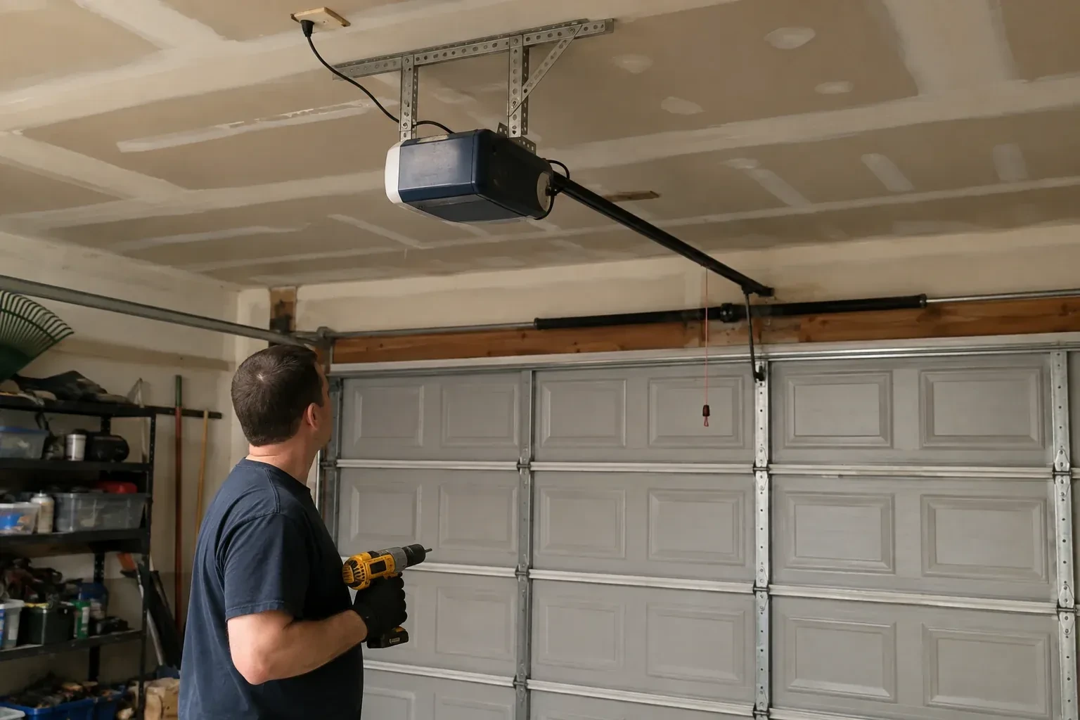 Illustrative garage doors scene; not an actual job — Chain-Drive Opener Repair, Glen Huron