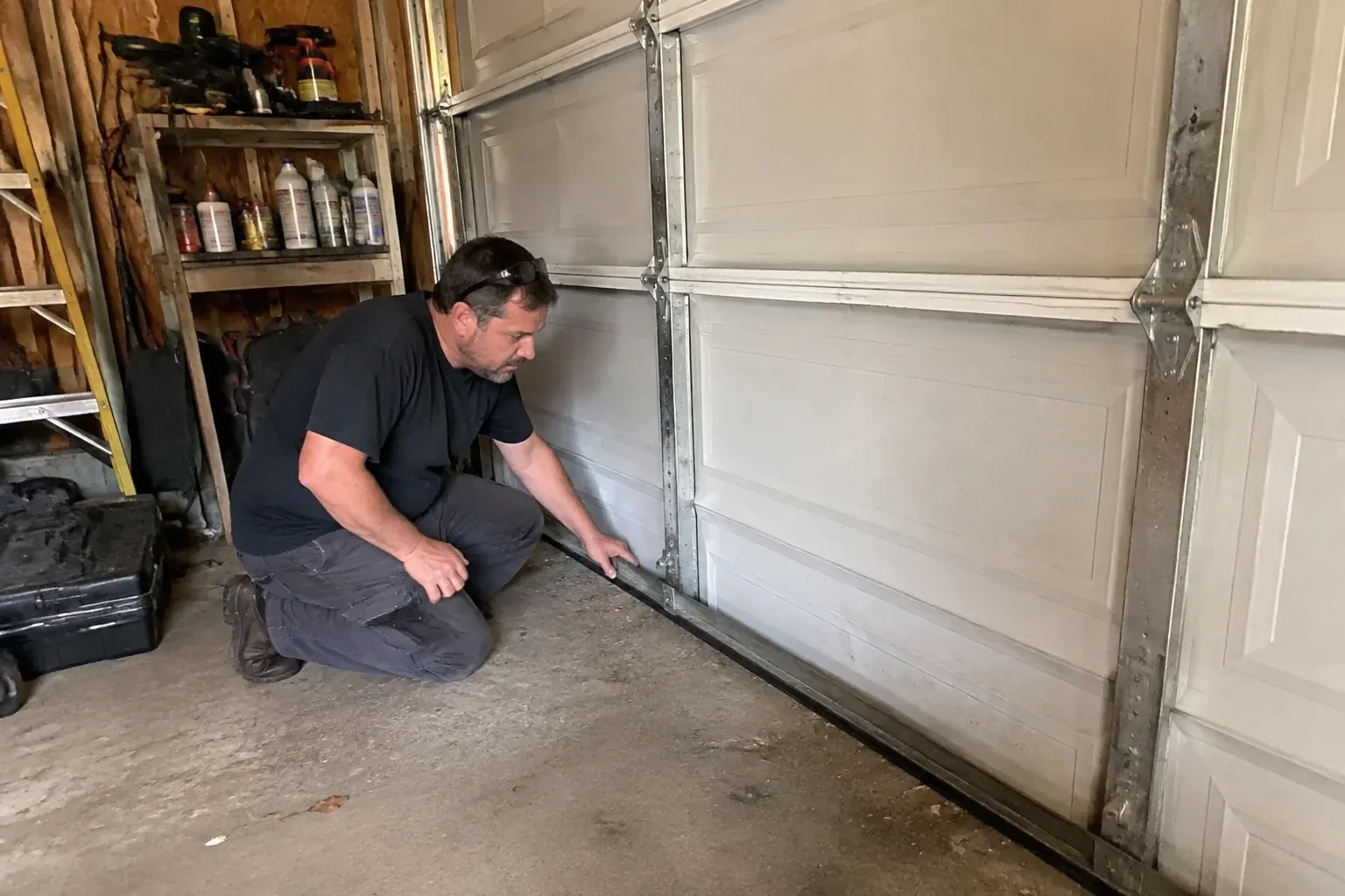 Illustrative garage doors scene; not an actual job — Garage Door Roller Replacement, Wasaga Beach