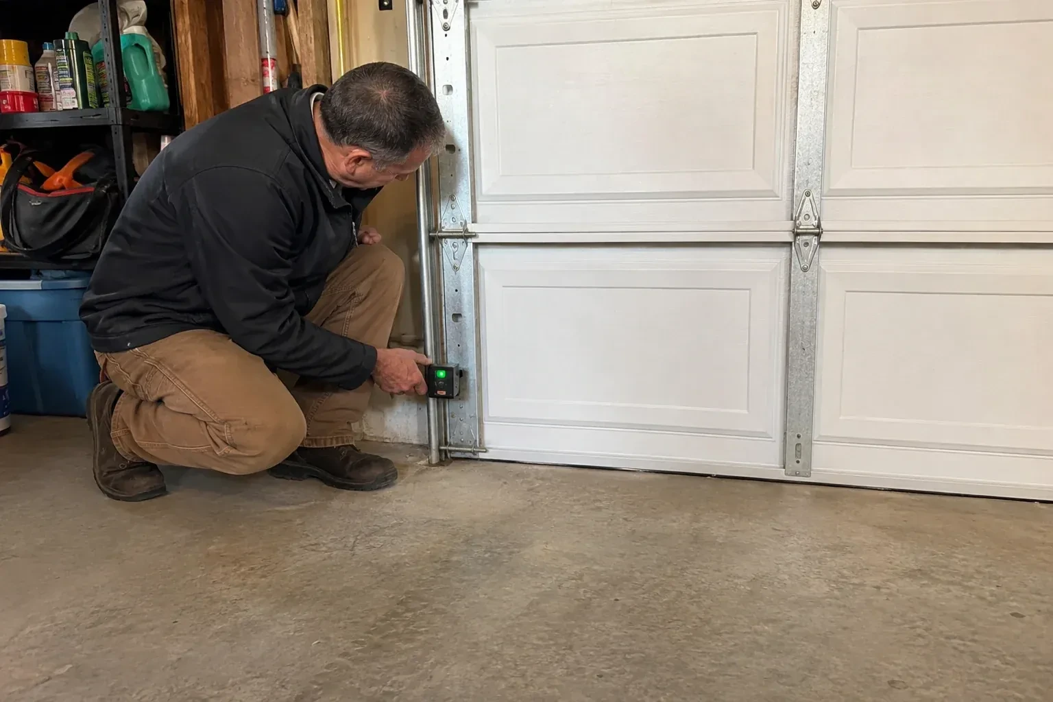 Illustrative garage doors scene; not an actual job — Photo-Eye Sensor Alignment or Replacement, Glen Huron